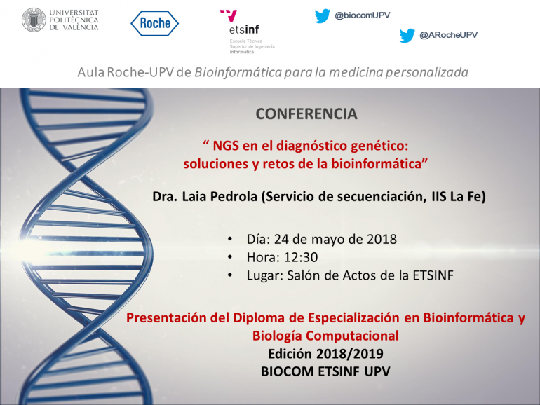 (Español) Anuncio de conferencia Aula Roche-UPV en torno a bíoinformática